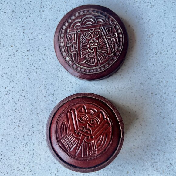 Nesting Trinket Boxes Set Of 3 With Inca-Inspired Embossed Lid Design Round Tool - Picture 5 of 7